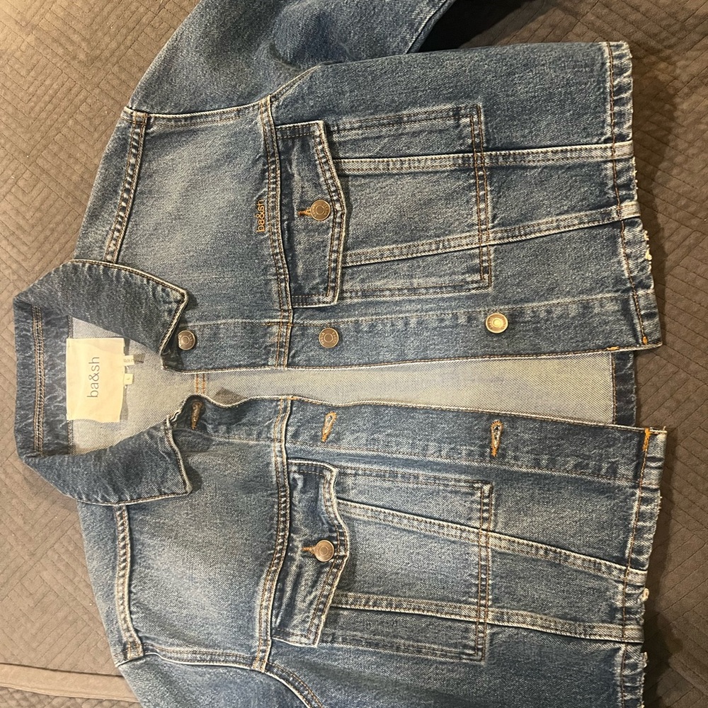 ba&sh Cropped Denim Jacket size L - Picture 4 of 7